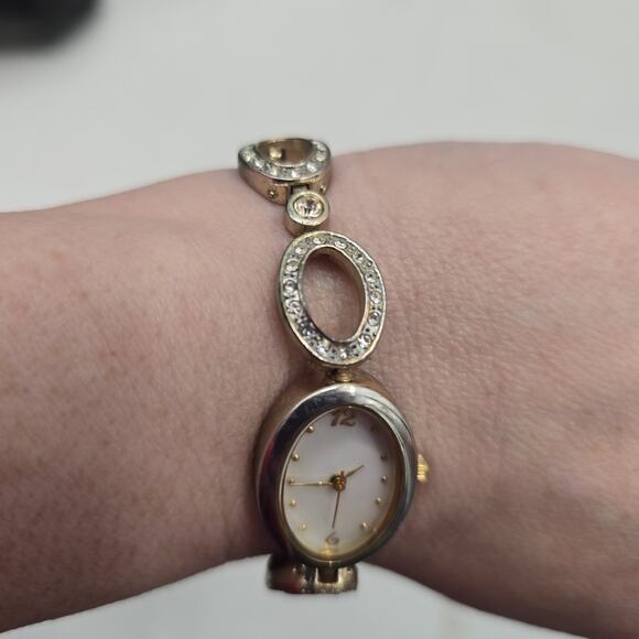 Christian Benet Watch Womens Gold Toned Bracelet Band Analog Rhinestones Crystal